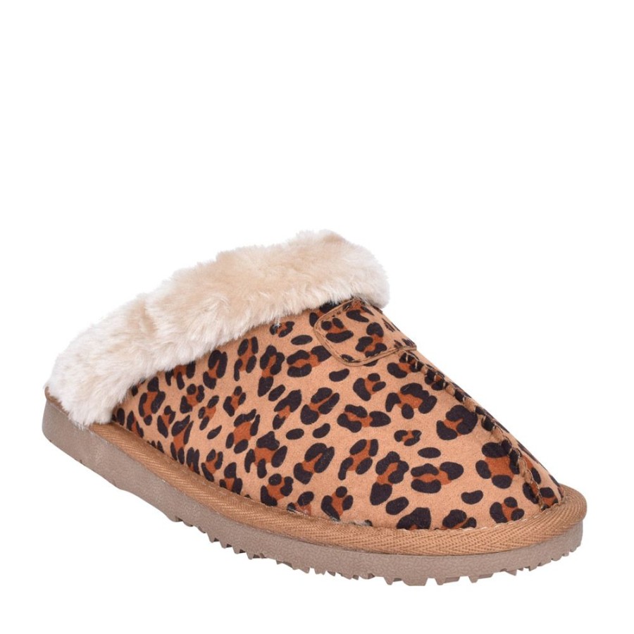 Ladies ELLA | Ladies Jill Leopard Mule Slipper In Tan