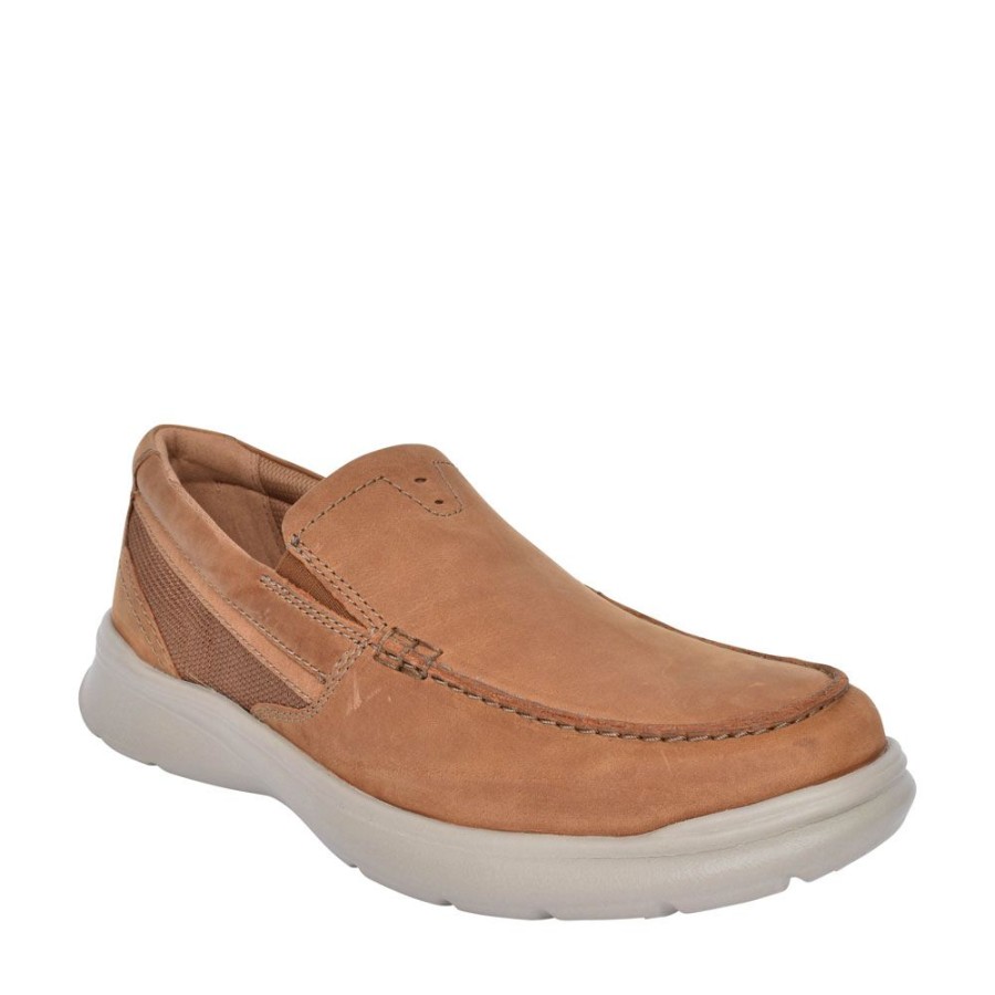 Mens CLARKS | Cotrell Easy Leather G Fit Slip On Shoe For Men In Tan