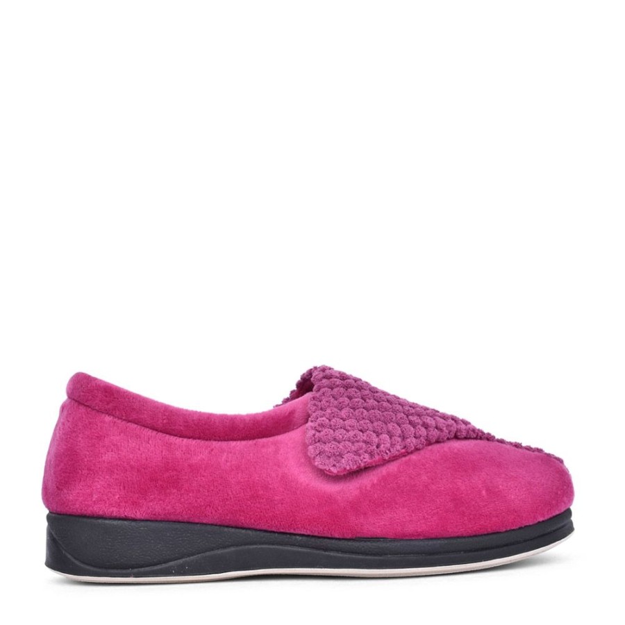 Ladies PADDERS | Ladies 424N Hug Wide Fit Slipper In Pink