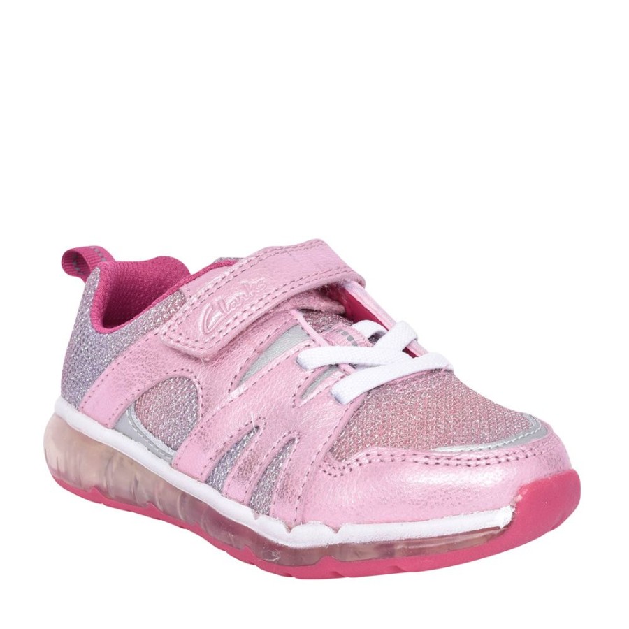 Girls CLARKS | Girls Spark Sparky Pink Interest Trainer In Kids F Fit