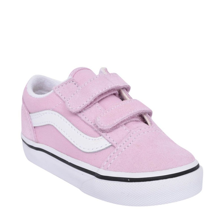 Girls VANS | Girls Old Skool V Casual Double Velcro Trainer In Lavender