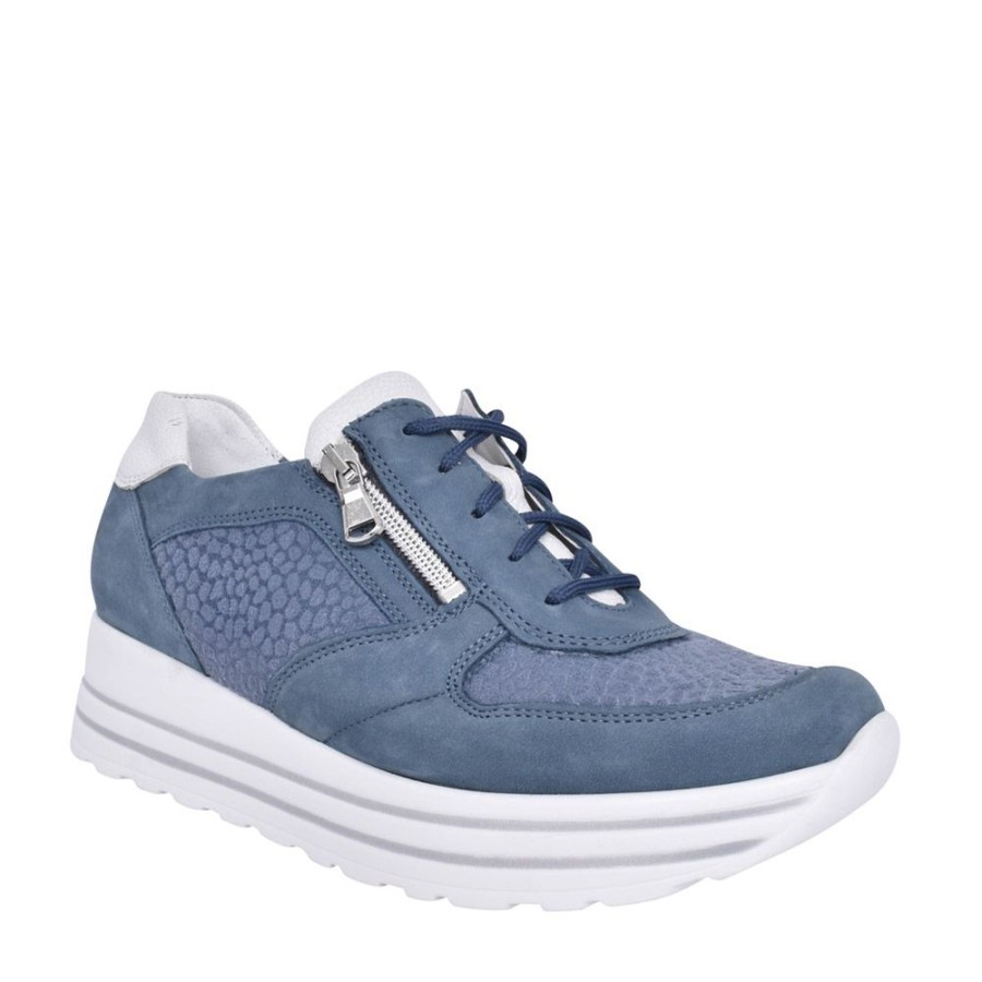 Ladies WALDLAUFER | Ladies H-Lana 758H02 Laced Trainer In Denim