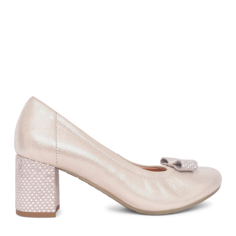 Ladies BIOECO | Ladies 5856 Medium Heel Court Shoe In Gold