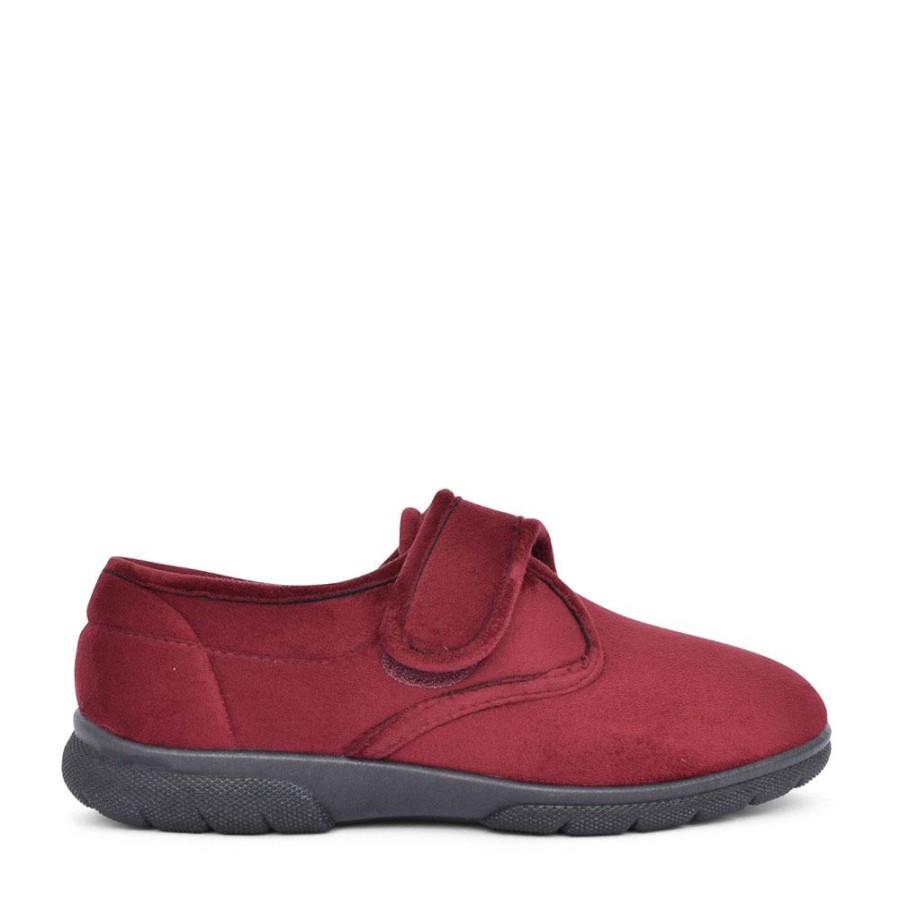 Mens EASY B | Mens Daniel 2V Extra Wide Velcro Slipper In Burgandy