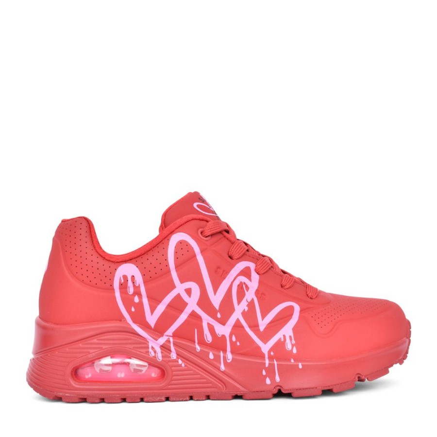 Ladies SKECHERS | Ladies 177980 Uno Laced Trainer In Red