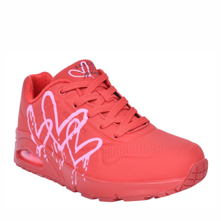 Ladies SKECHERS | Ladies 177980 Uno Laced Trainer In Red