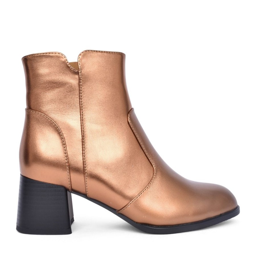 Ladies DANCING MATILDA | Ladies Acrobat 006 Block Heel Ankle Boot In Bronze