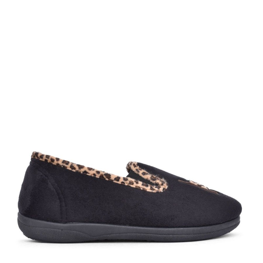 Ladies PADDERS | Ladies 4082 Dandie Wide Fit Slipper In Black