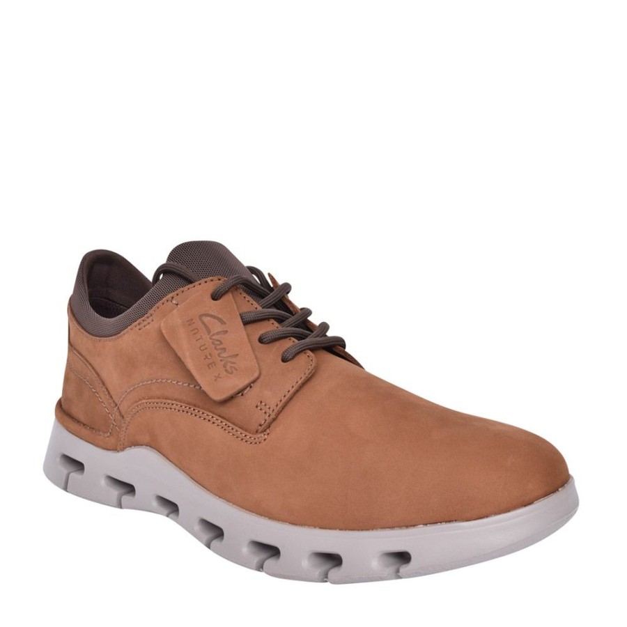 Mens CLARKS | Mens Nature X Two Nubuck G-Fit Shoe In Dark Tan