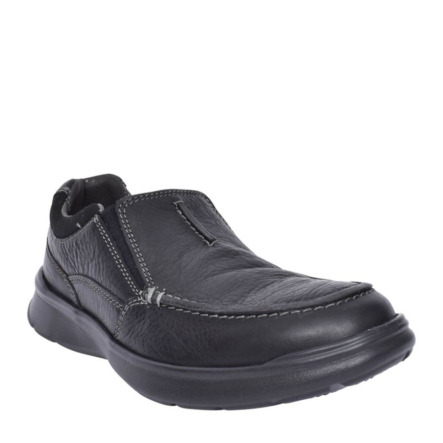 Mens CLARKS | Mens Cotrell Free Oily Leather H-Fit Slip On Shoe In Black