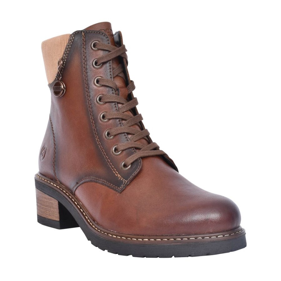 Ladies REMONTE | Ladies D1A70 Laced Ankle Boot In Brown