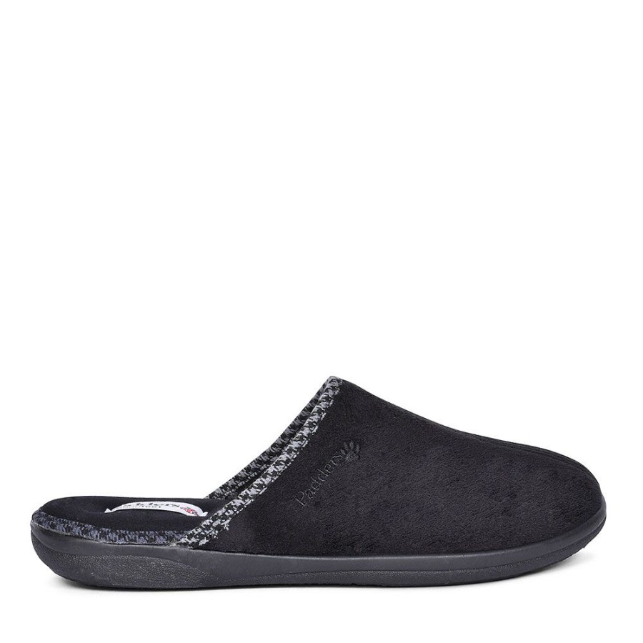 Mens PADDERS | Luke Mule Slippers For Men In Black