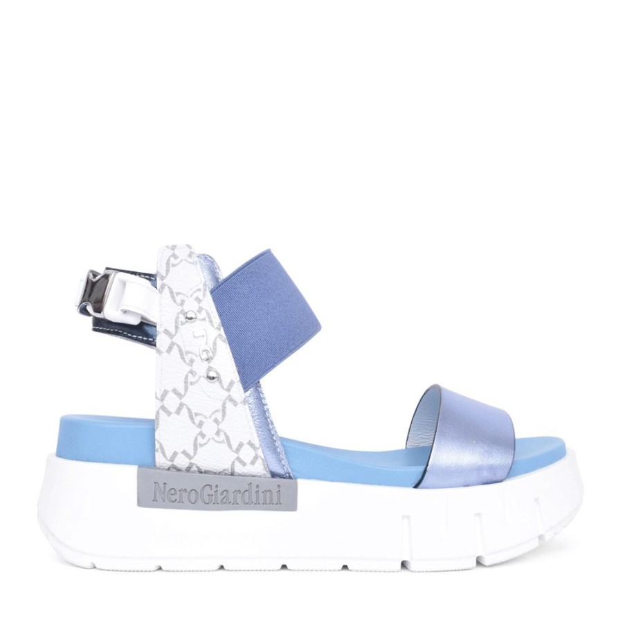 Ladies NEROGIARDINI | Ladies 07840 Wedge Sandal In Blue