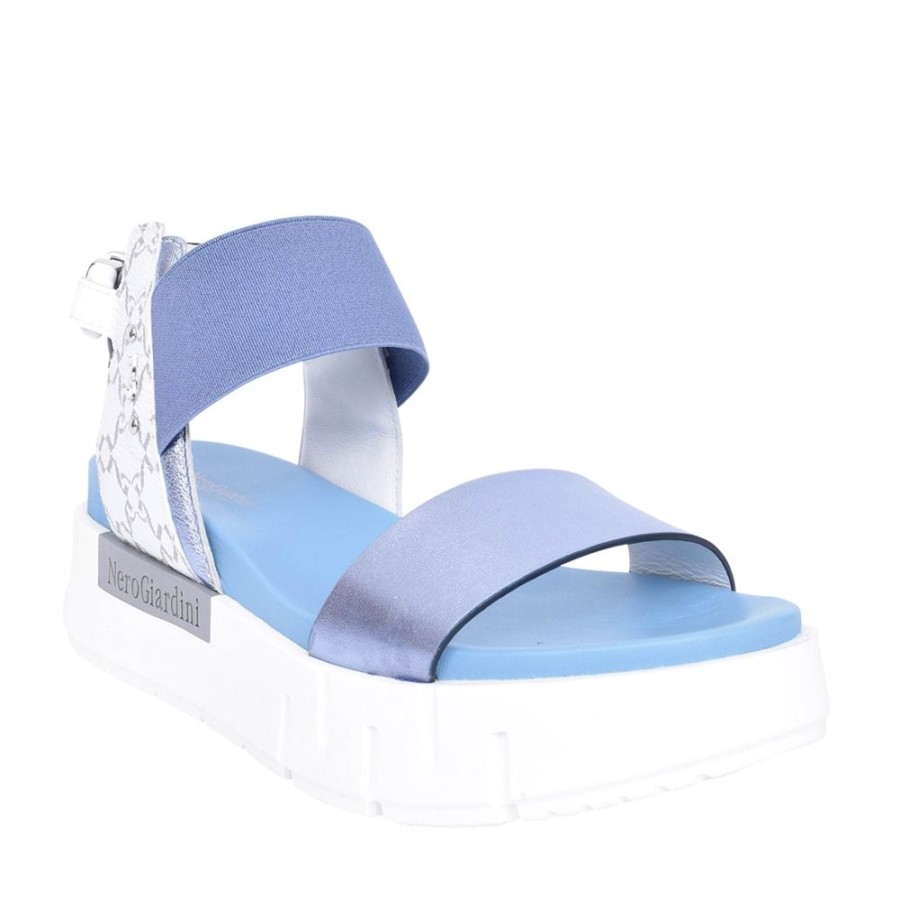 Ladies NEROGIARDINI | Ladies 07840 Wedge Sandal In Blue