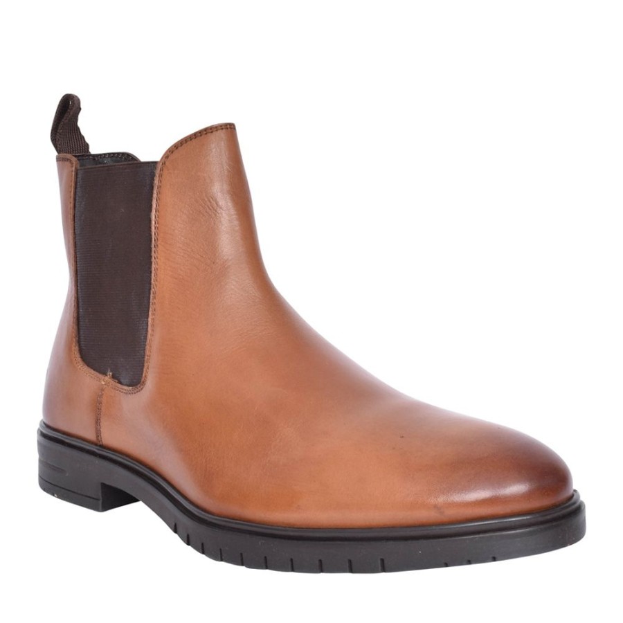 Mens HUSH PUPPIES | Mens Sawyer Chelsea Boot In Dark Tan