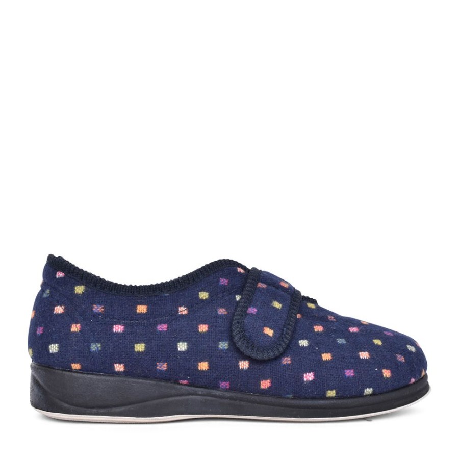 Ladies PADDERS | Ladies Camilla 447 Wide Fit Plain Slipper In Navy