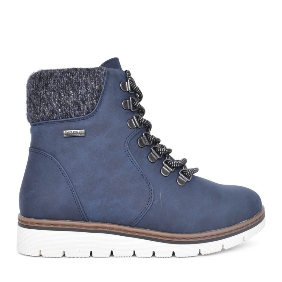 Ladies LUNAR | Ladies Wolfsburg Glb112 Laced Ankle Boot In Navy