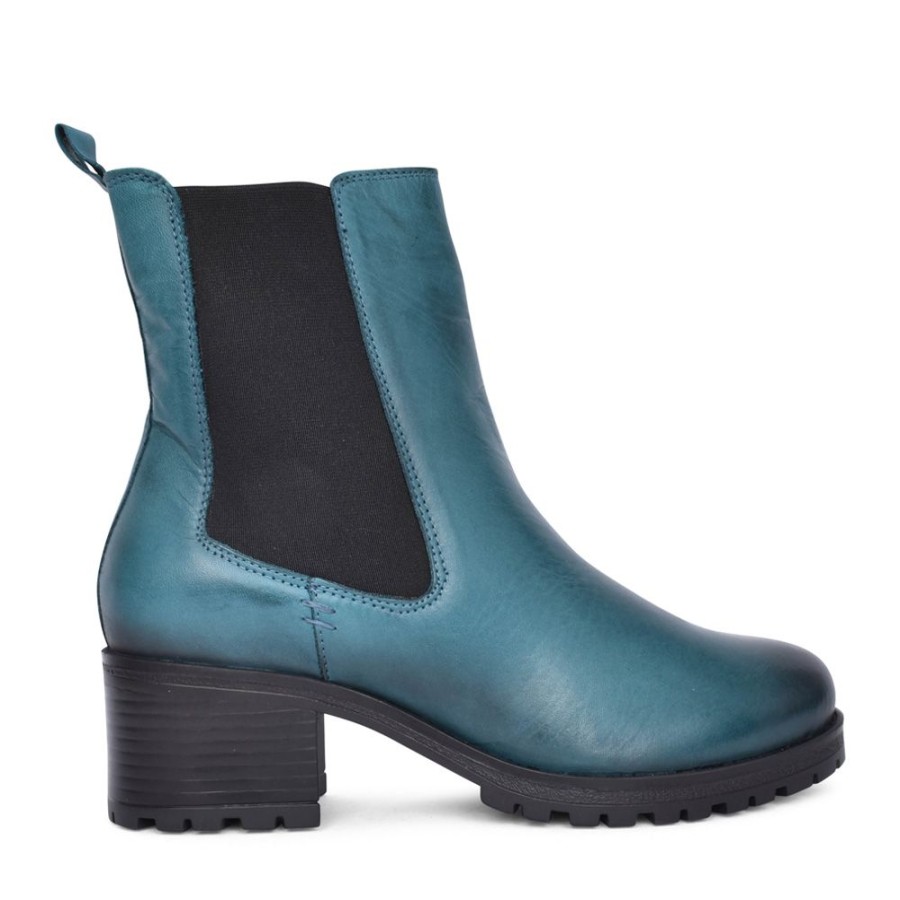 Ladies MODA IN PELLE | Ladies Brooklea Block Heel Ankle Boot In Teal