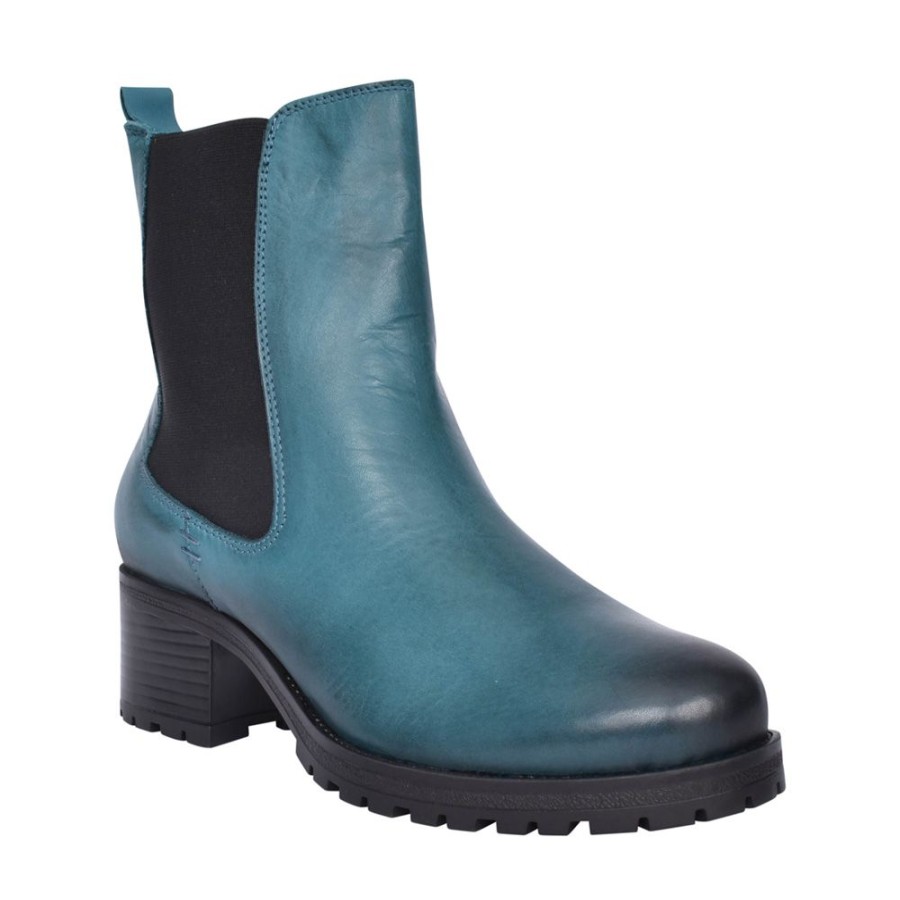 Ladies MODA IN PELLE | Ladies Brooklea Block Heel Ankle Boot In Teal