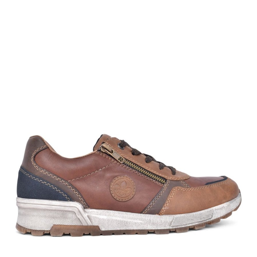 Mens RIEKER | Mens 15130 Laced Trainer In Tan