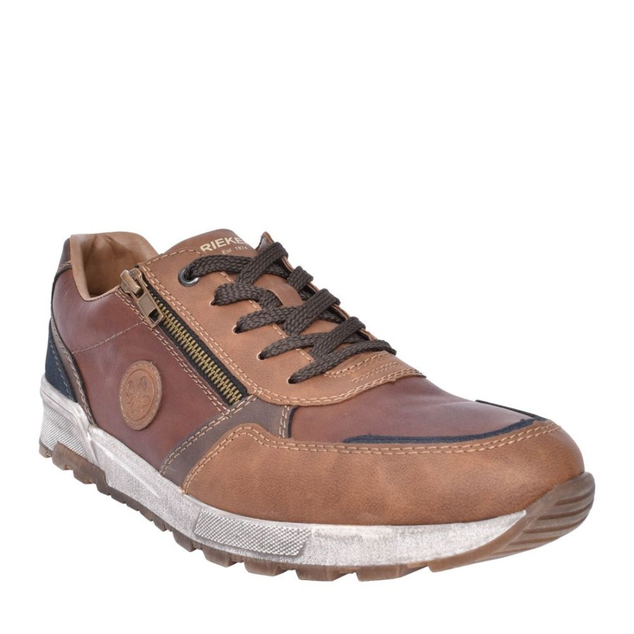 Mens RIEKER | Mens 15130 Laced Trainer In Tan