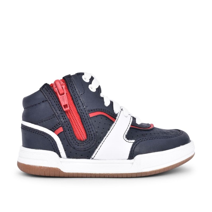 Boys CLARKS | Boys Fawn Peak Navy Leather Boot In Kids G Fit