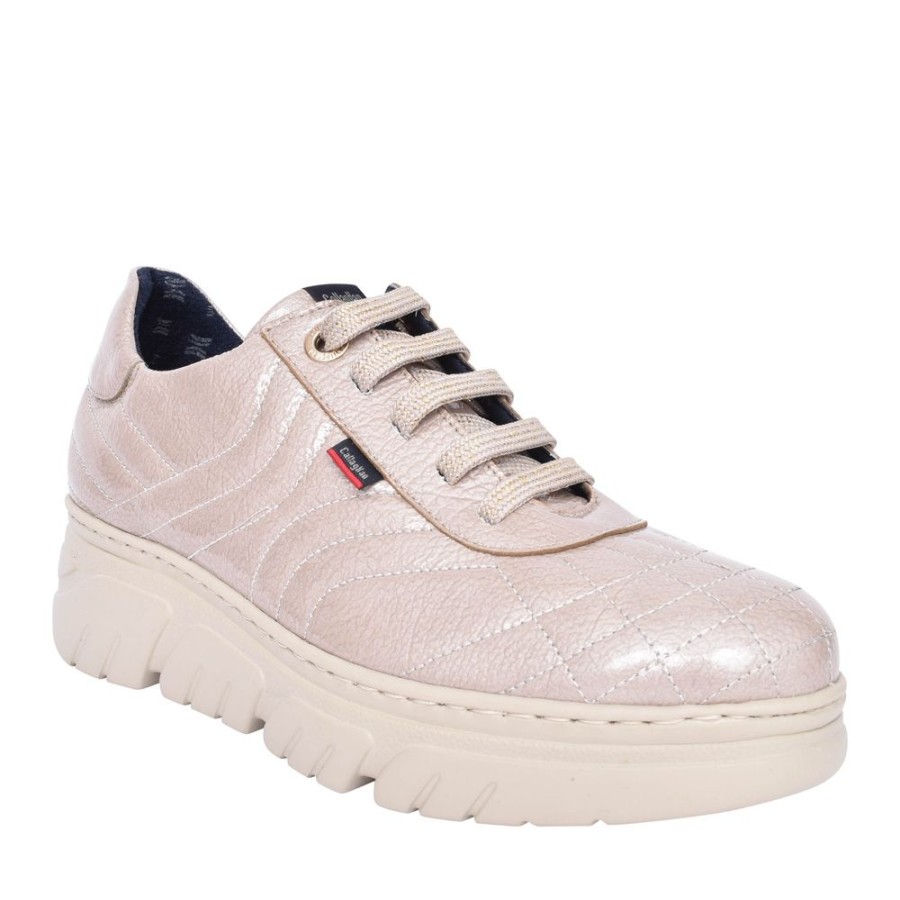 Ladies CALLAGHAN | Ladies 51803 Laced Wedge Trainer In Beige