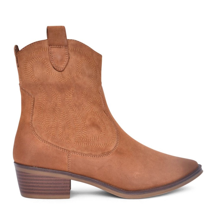 Ladies MARCO TOZZI | Ladies 2-25081 Slip-On Ankle Boot In Cognac