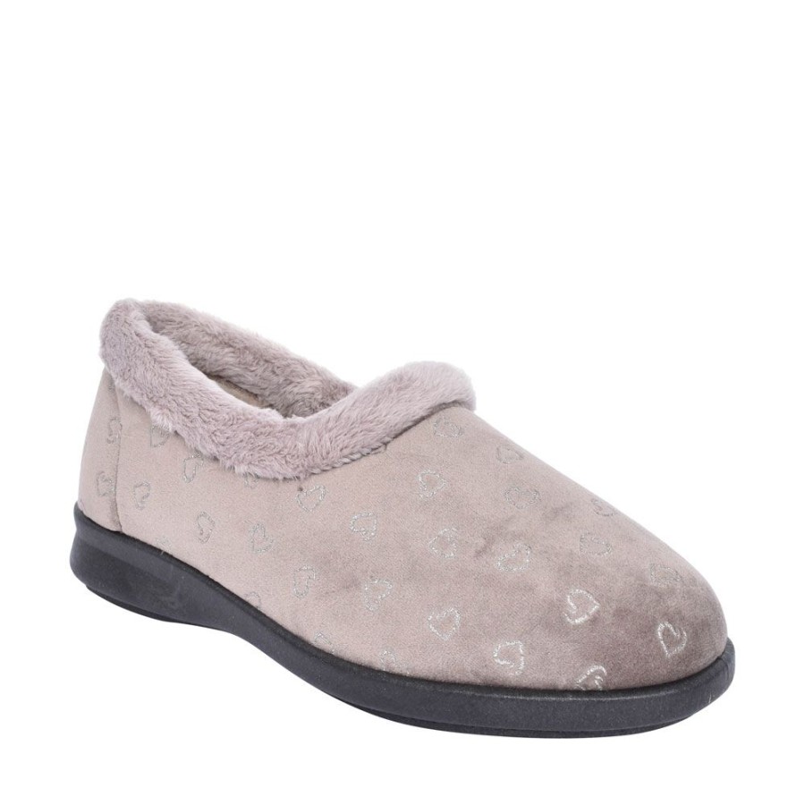 Ladies EASY B | Dudley Extra Wide 2V Slipper For Ladies In Taupe