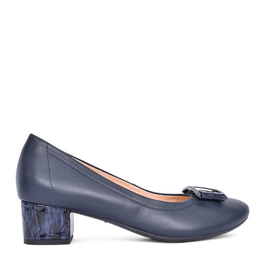 Ladies BIOECO | Ladies 5632 Low Heel Court Shoe For Ladies In Navy Croc