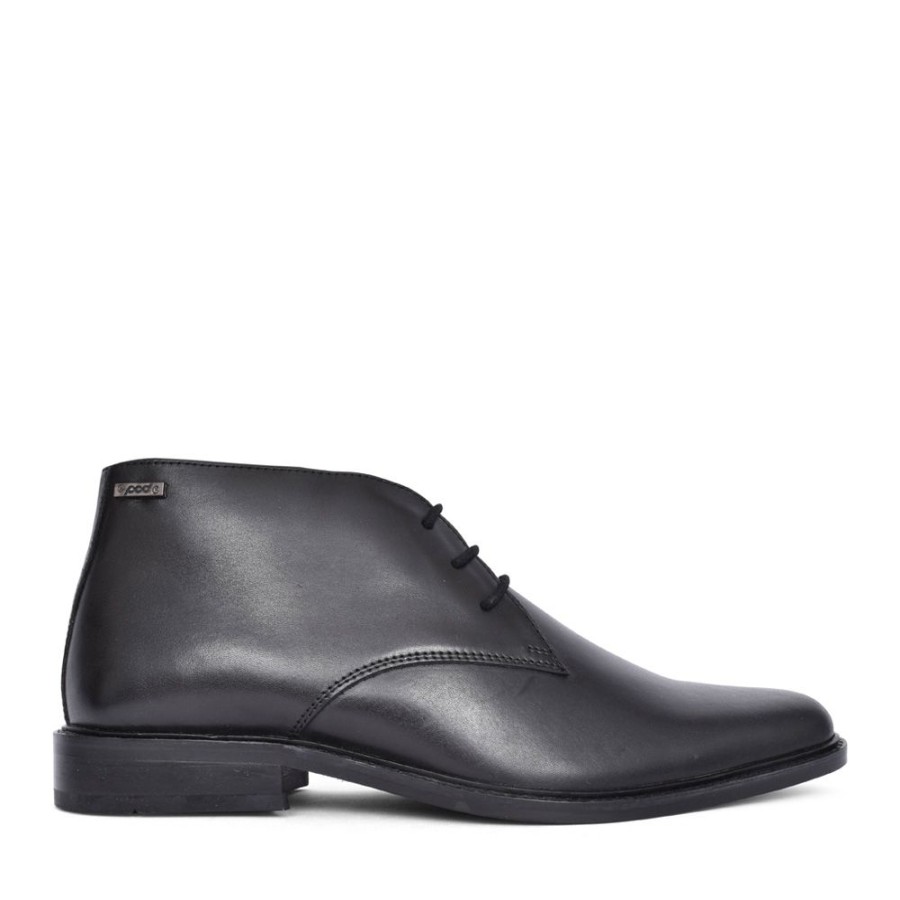 Mens POD | Mens Bryon Leather Shoe In Blk Leather