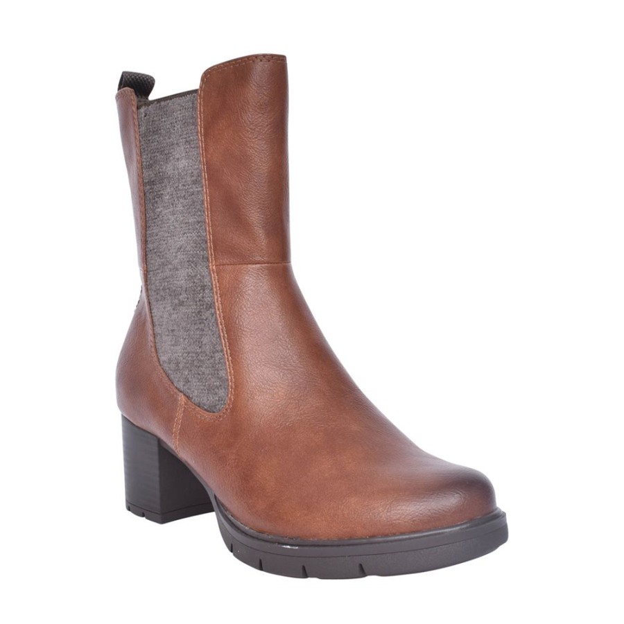 Ladies JANA | Ladies 8-25469 Low Heel Calf Boot In Cognac