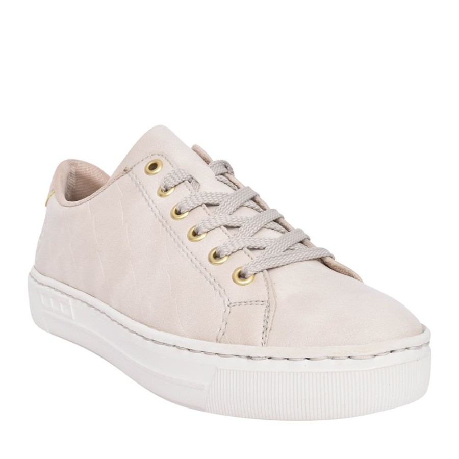 Ladies RIEKER | Rieker L9800 Laced Trainer In Beige