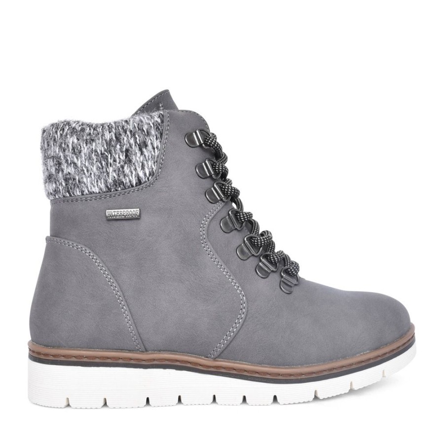 Ladies LUNAR | Ladies Glb112 Wolfsburg Laced Ankle Boot In Grey