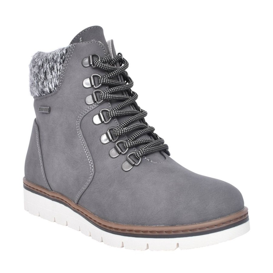 Ladies LUNAR | Ladies Glb112 Wolfsburg Laced Ankle Boot In Grey