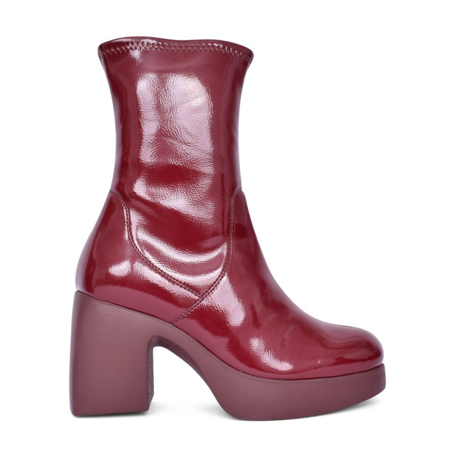 Ladies WONDERS | Ladies H-4942 Block Heel Calf Boot In Burgandy