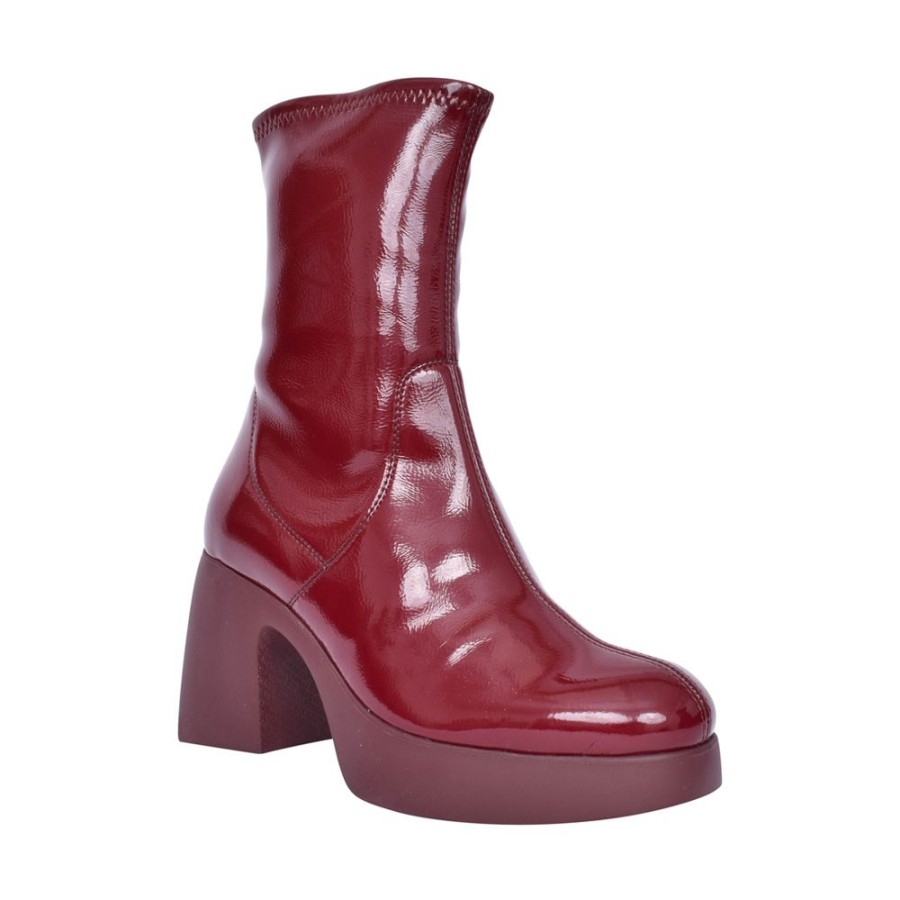 Ladies WONDERS | Ladies H-4942 Block Heel Calf Boot In Burgandy