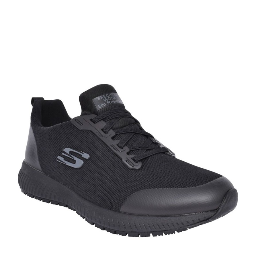 Ladies SKECHERS | Ladies Workwear 77222Ec Squad Sr Laced Trainer In Black