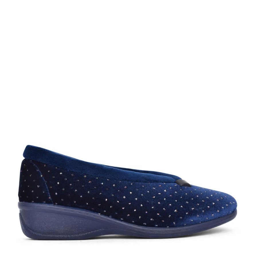 Ladies LOTUS | Ladies Ulh048 Beverley Wedge Slipper In Navy