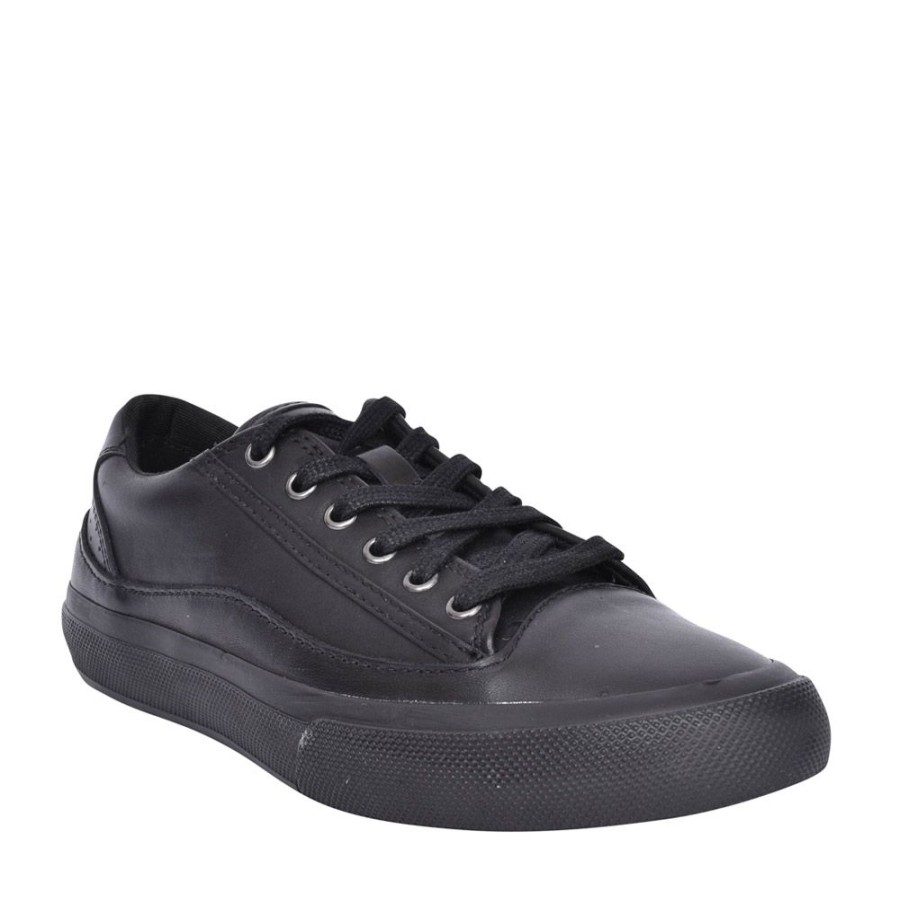 Ladies CLARKS | Ladies Aceley Lace Leather D Fit Laced Trainer In Blk Leather