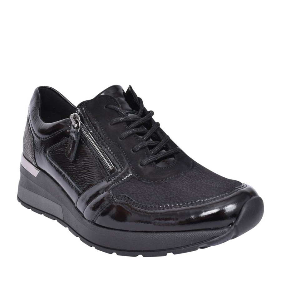 Ladies WALDLAUFER | Ladies H-Clara 939H01 Laced Trainer In Black Interest