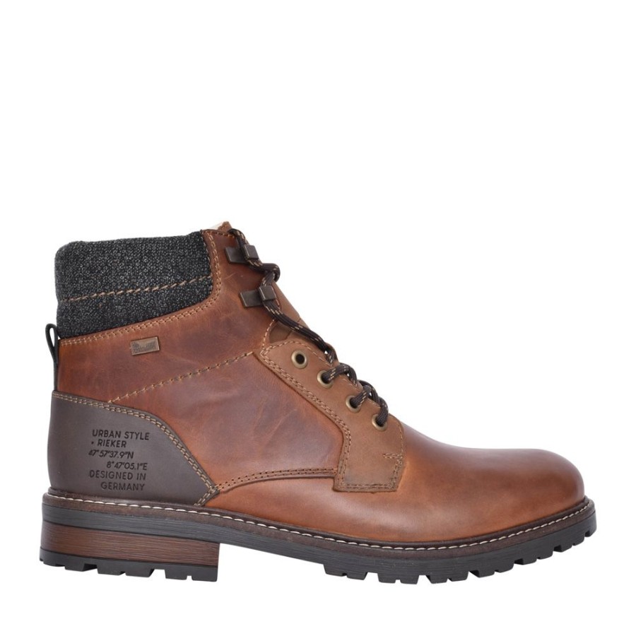 Mens RIEKER | Mens 32040 Tex Laced Ankle Boot In Tan