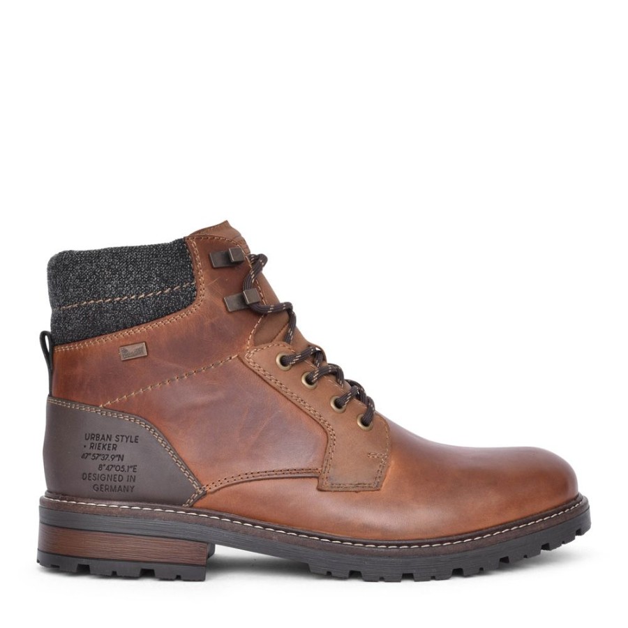 Mens RIEKER | Mens 32040 Tex Laced Ankle Boot In Tan