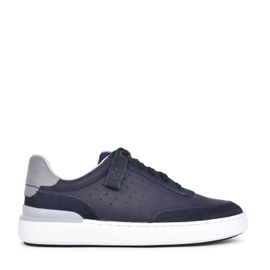 Mens CLARKS | Mens Courtlite Tor G-Fit Nubuck Trainer In Navy