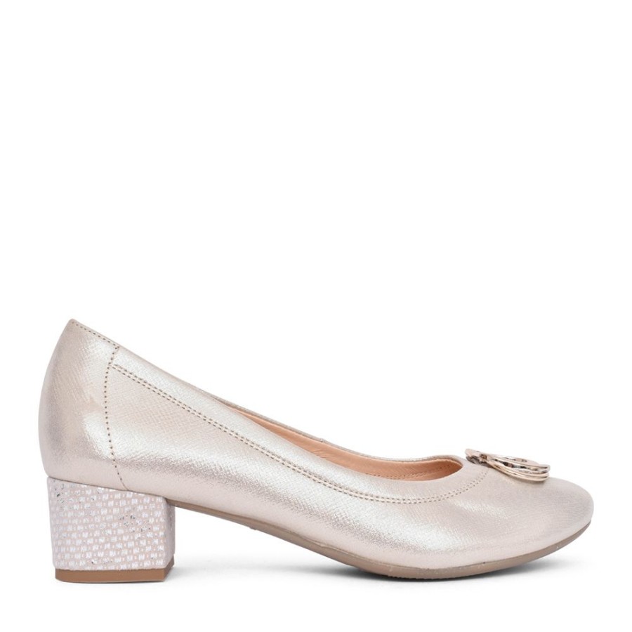 Ladies BIOECO | Ladies 6415 Low Heel Court Shoe In Gold