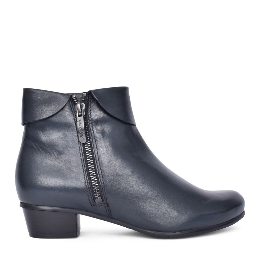 Ladies REGARDE LE CIEL | Ladies Stefany-03 Block Heel Ankle Boot In Navy