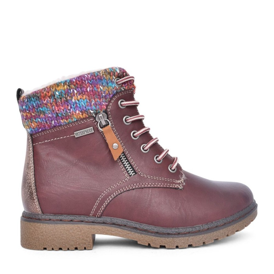 Ladies LUNAR | Ladies Jalapeno Glb099 Laced Ankle Boot In Burgandy