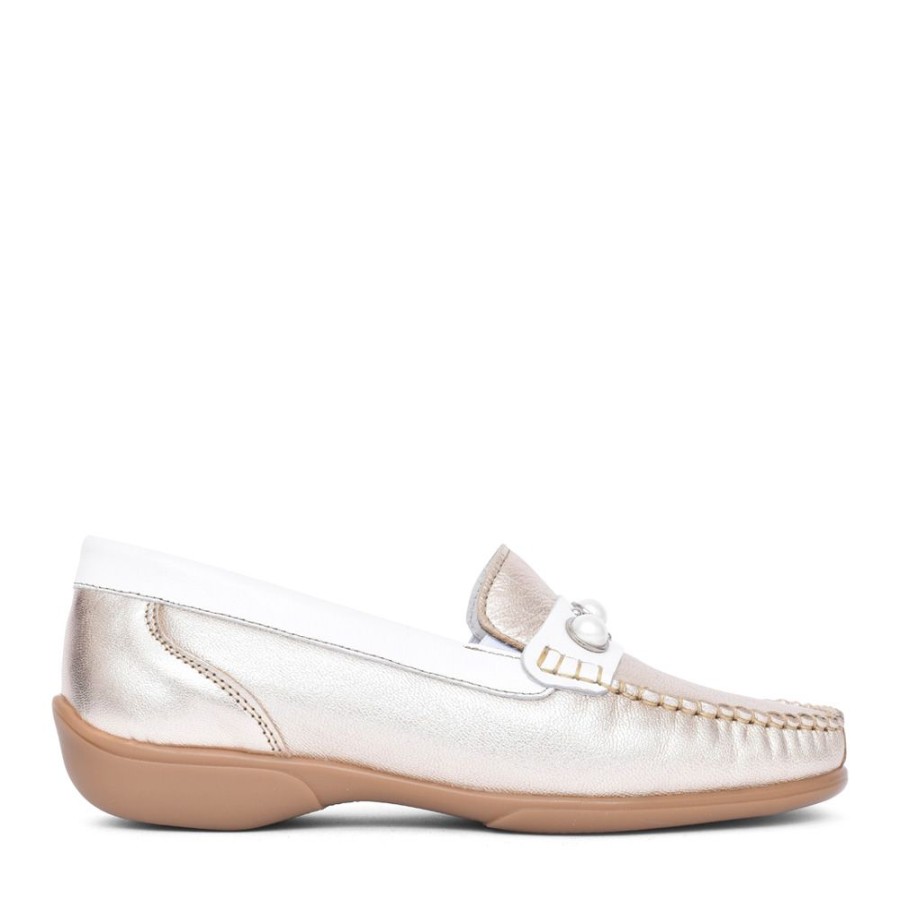 Ladies PIERO MASETTI | Ladies Bella Slip On Loafer In Gold