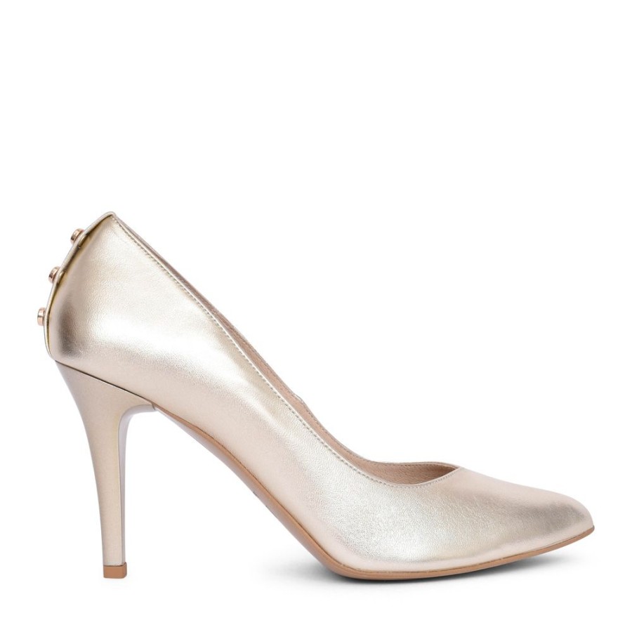 Ladies EMIS | Ladies 8027 High Heel Court Shoe In Gold