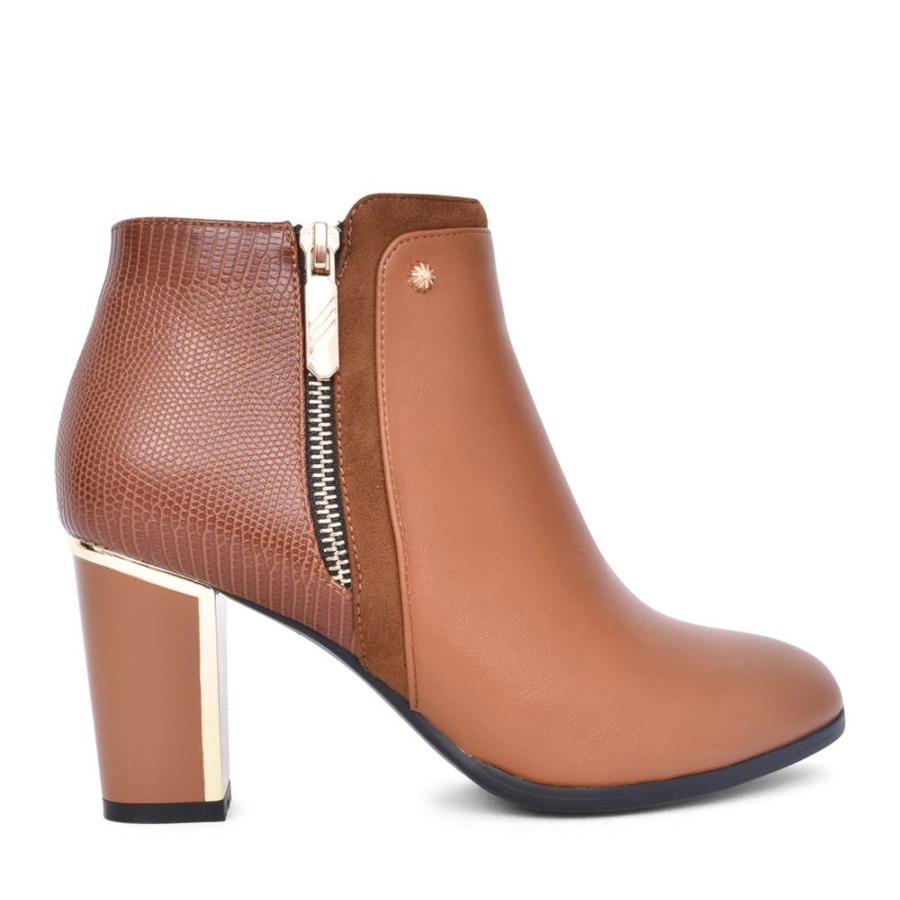 Ladies REDZ | Ladies F49 Block Heel Ankle Boot In Tan